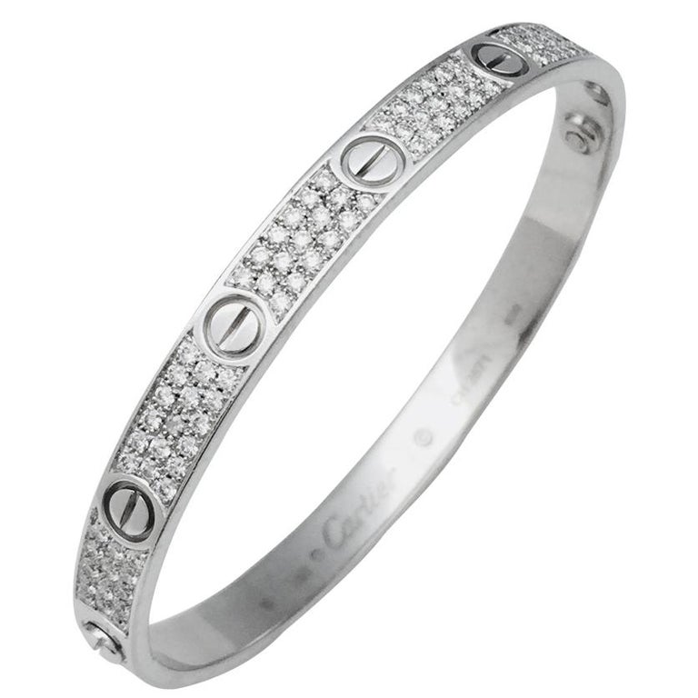 Cartier love bracelet white gold diamonds